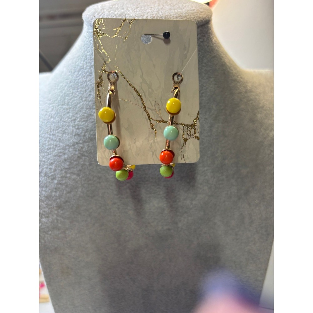 #35. fab'rik Gold-tone Multicolor Beaded Earrings